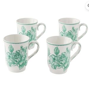 New The Pioneer Woman Agatha Green Floral Mug Set (4)